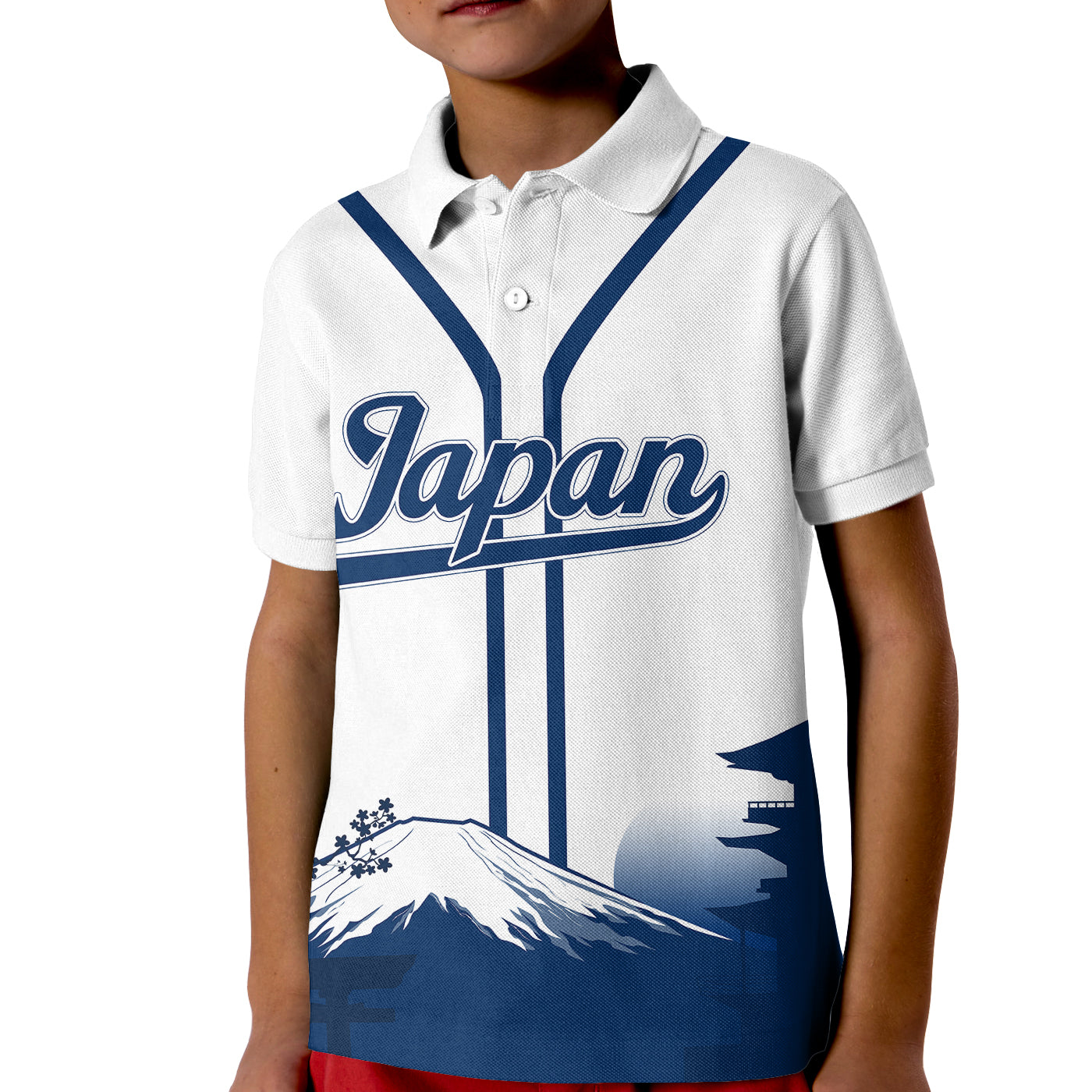 japan-baseball-champions-fuji-mountain-landscape-art-kid-polo-shirt