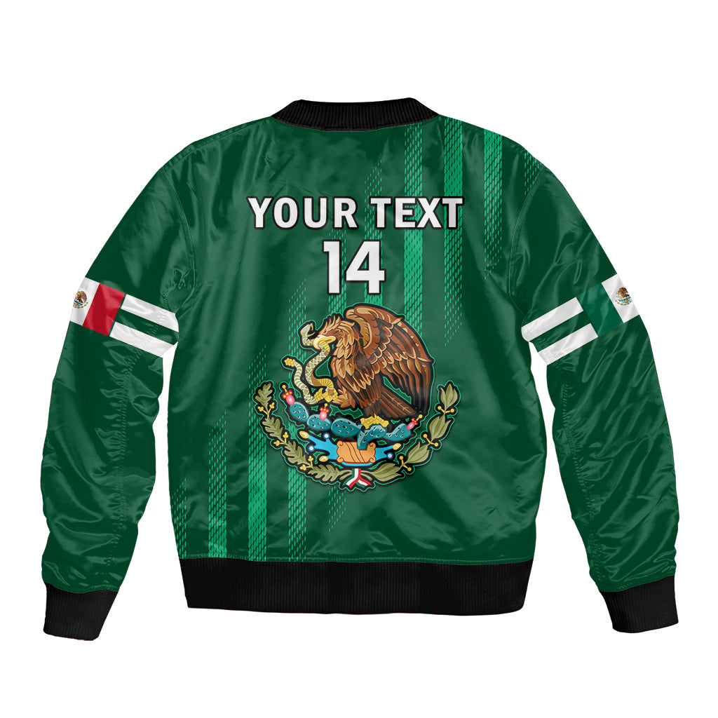 (Custom Text And Number) Mexico 2023 Baseball Mix Coat Of Arms Sleeve Zip Bomber Jacket - Wonder Print Shop