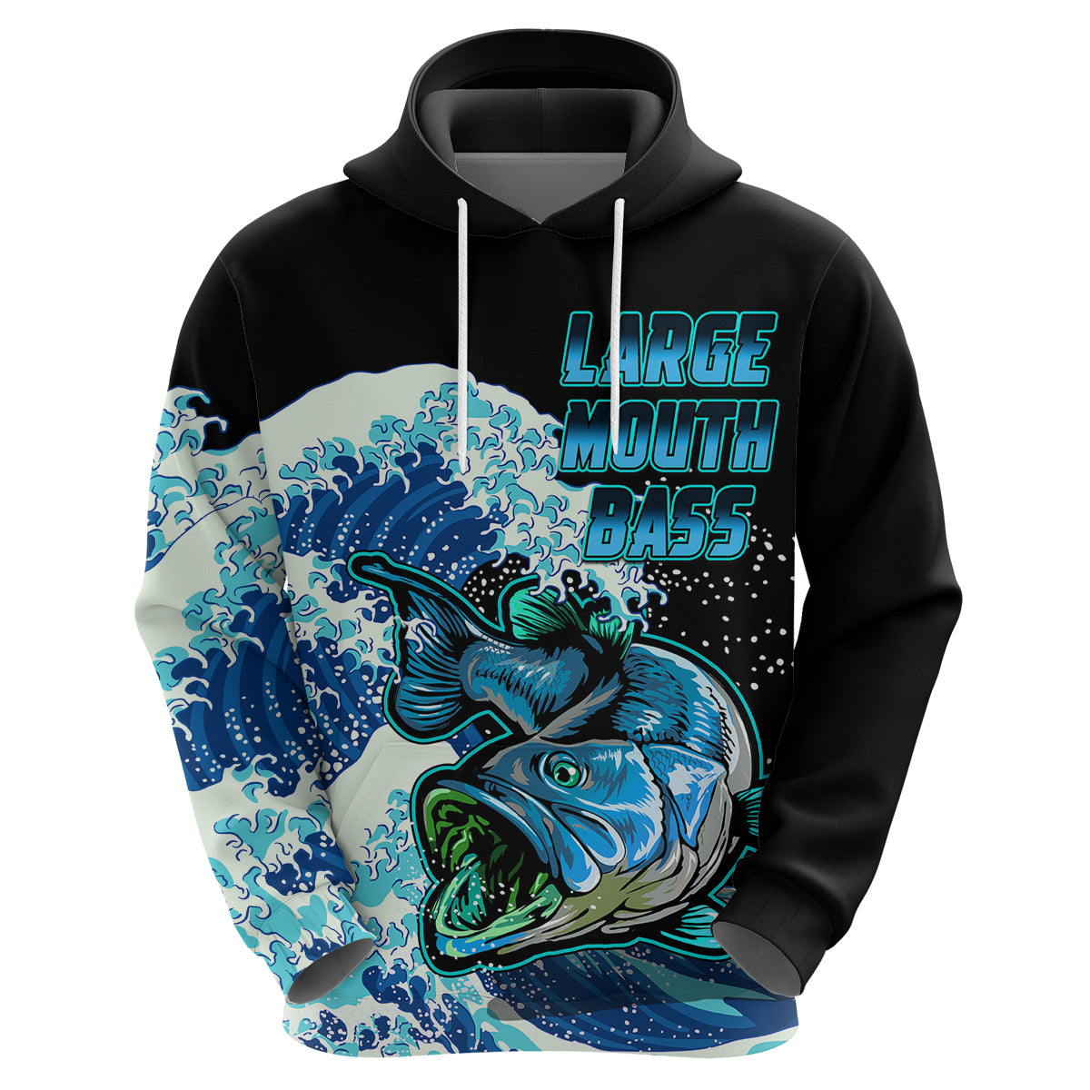 Largemouth Bass Fishing Blue Hoodie - Wonder Print Shop