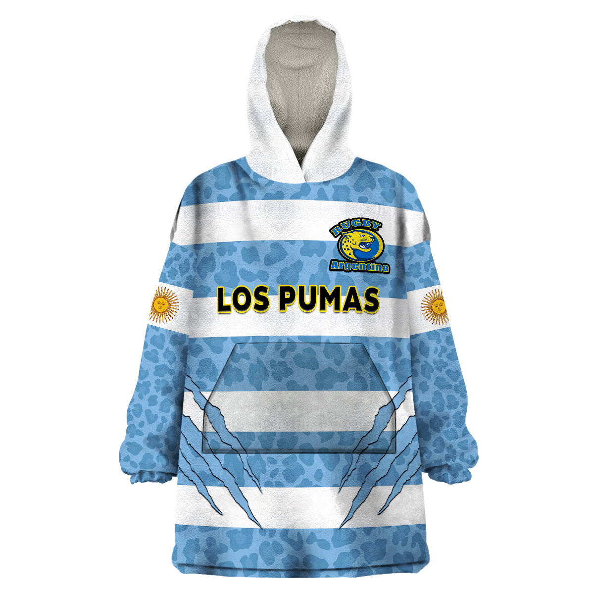 (Custom Text And Number) Argentina Rugby 7s Vamos Pumas Wearable Blanket Hoodie - Wonder Print Shop
