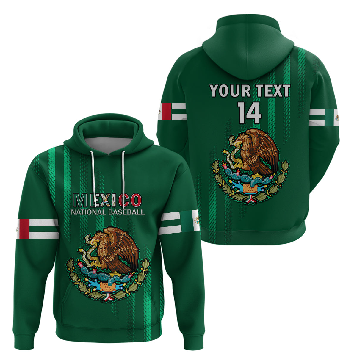 Custom Mexico 2023 Baseball Mix Hoodie Coat Of Arms - Wonder Print Shop