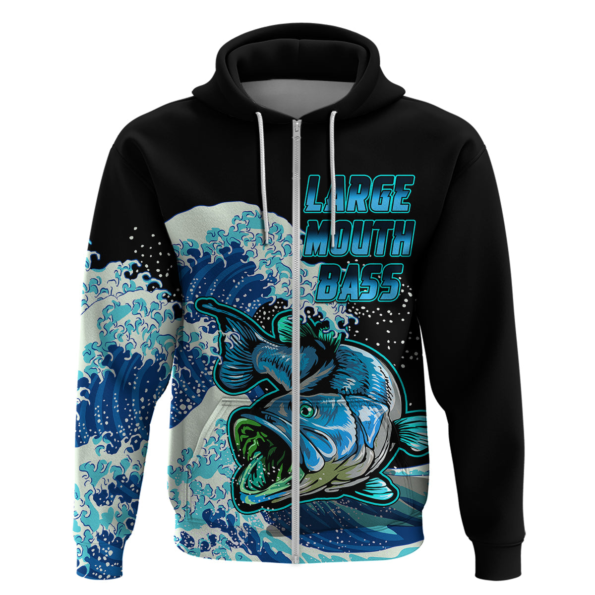 Largemouth Bass Fishing Blue Hoodie - Wonder Print Shop