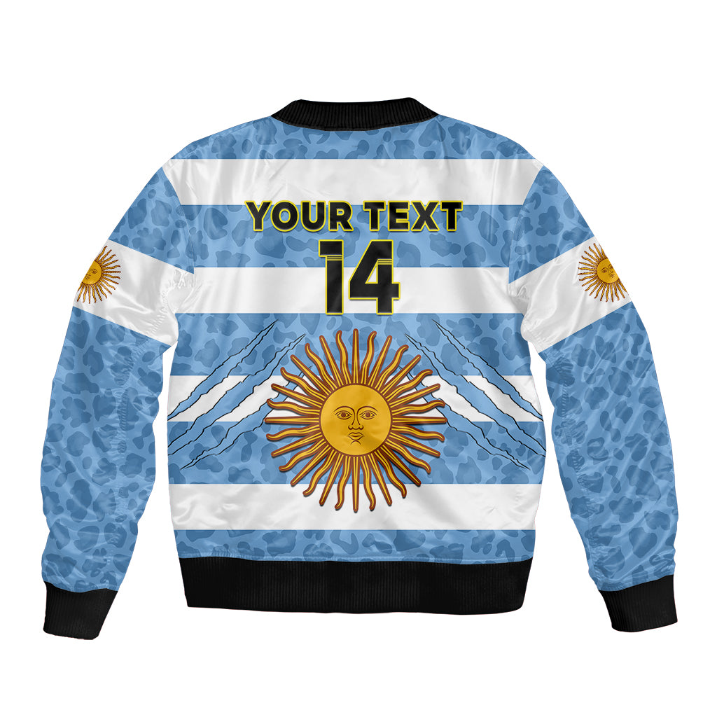 (Custom Text And Number) Argentina Rugby 7s Vamos Pumas Sleeve Zip Bomber Jacket - Wonder Print Shop