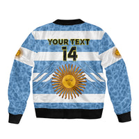(Custom Text And Number) Argentina Rugby 7s Vamos Pumas Sleeve Zip Bomber Jacket - Wonder Print Shop