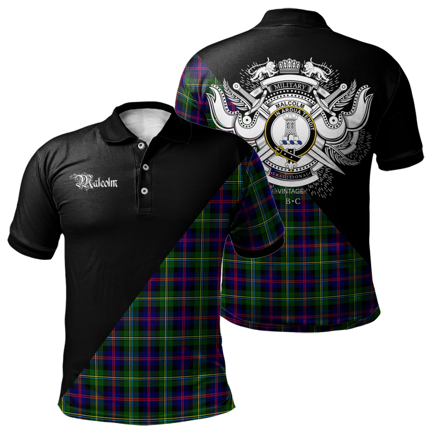 scottish-malcolm-clan-crest-military-logo-tartan-polo-shirt