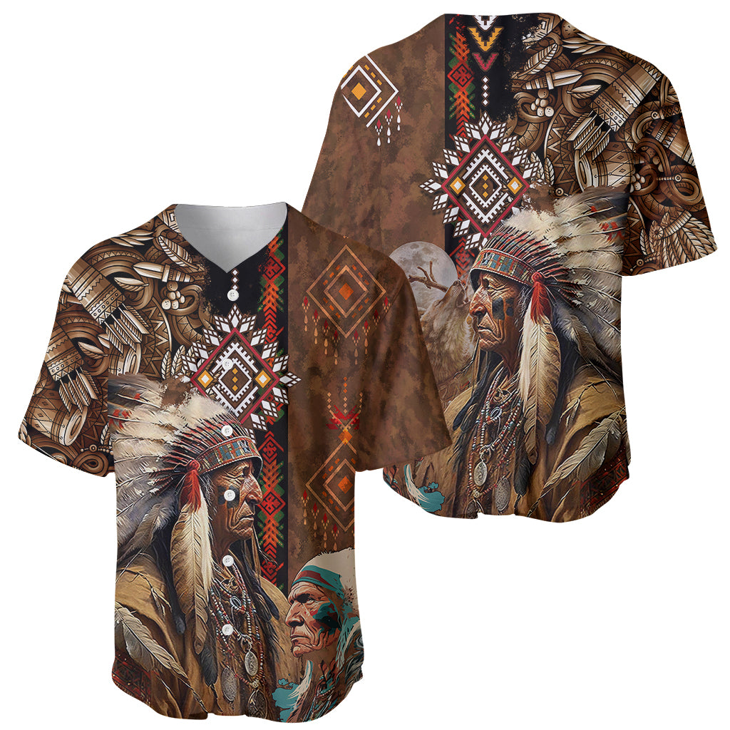 Native American Chiefs Headdress Warrior With Eagle Wolves Baseball Jersey - Wonder Print Shop