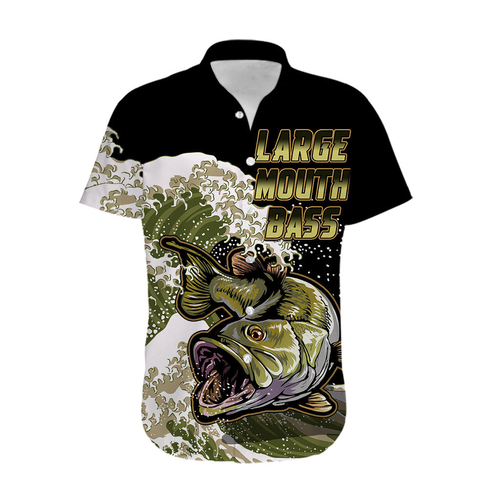 (Custom Personalised) Bass Fishing Gold Hawaiian Shirt - Wonder Print Shop