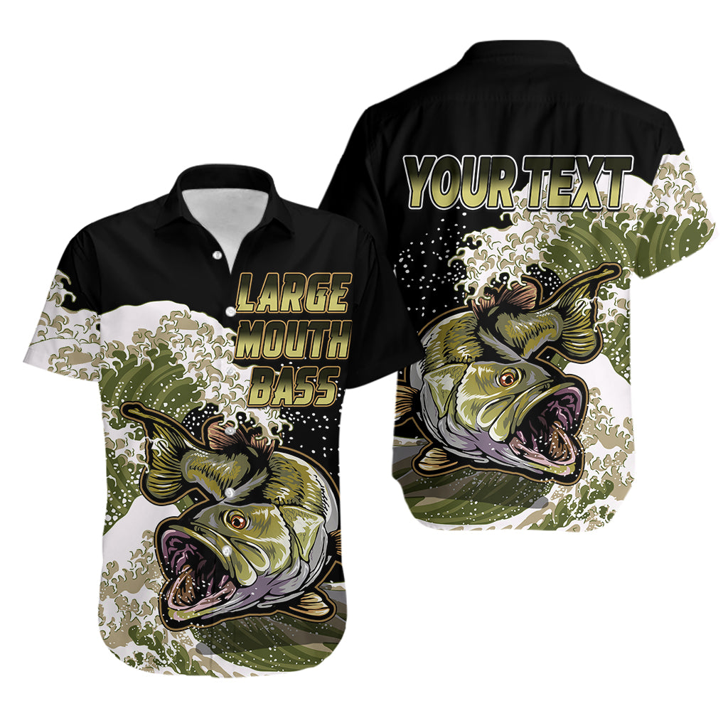 (Custom Personalised) Bass Fishing Gold Hawaiian Shirt - Wonder Print Shop