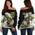 (Custom Personalised) Bass Fishing Gold Off Shoulder Sweater - Wonder Print Shop