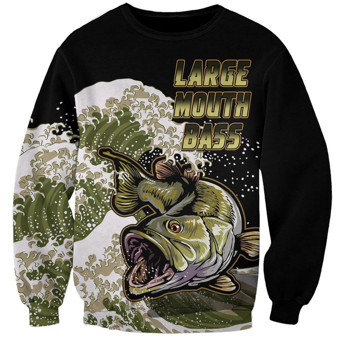 (Custom Personalised) Bass Fishing Gold Sweatshirt - Wonder Print Shop