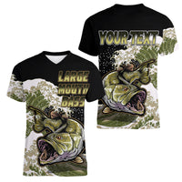 (Custom Personalised) Bass Fishing Gold Women V Neck T Shirt - Wonder Print Shop