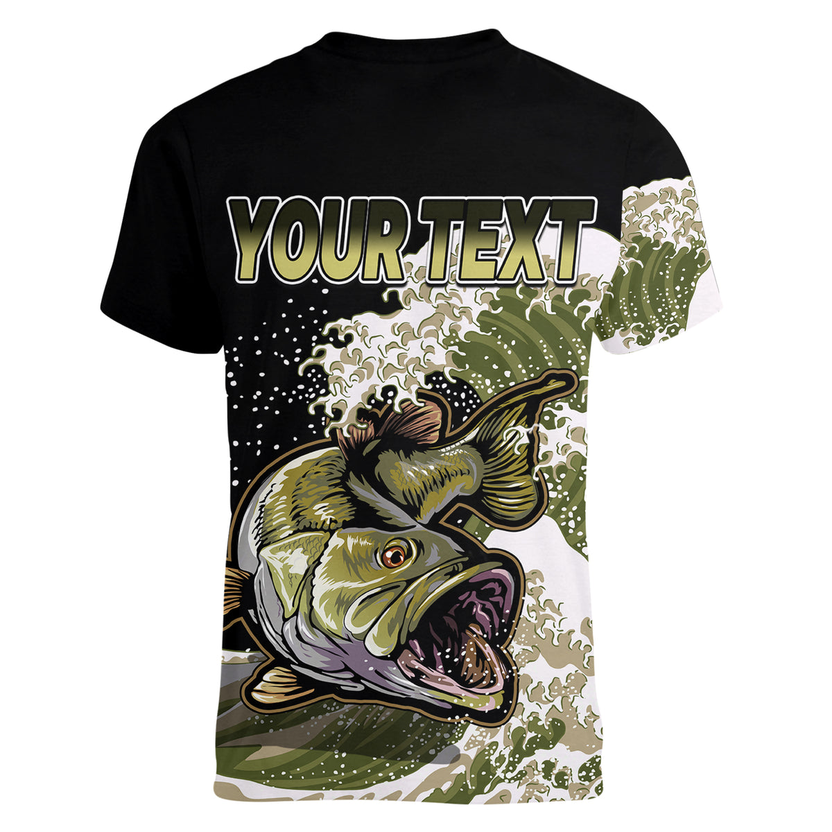 (Custom Personalised) Bass Fishing Gold Women V Neck T Shirt - Wonder Print Shop