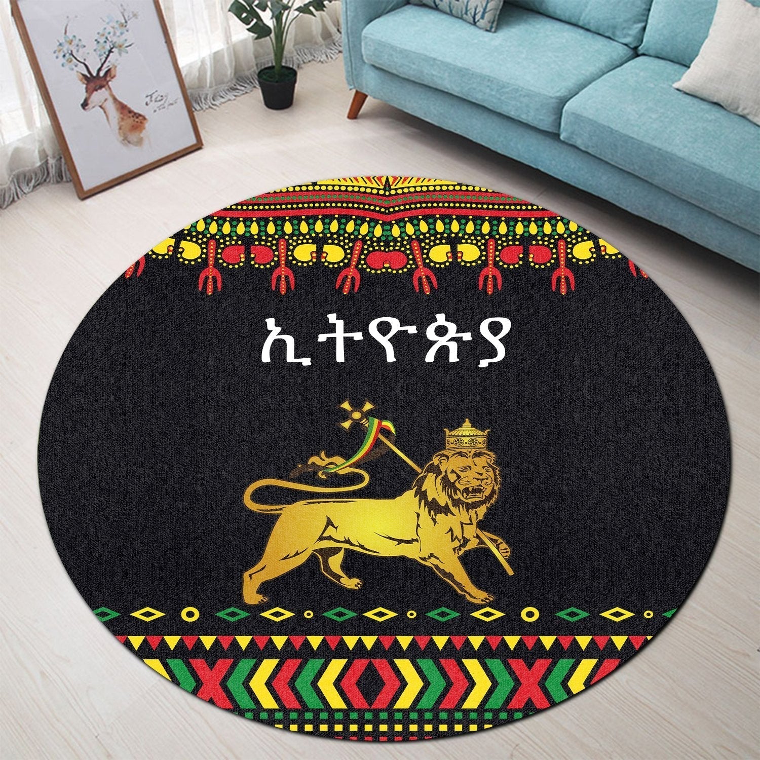 ethiopia-round-carpet-lion
