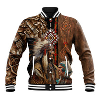 Native American Chiefs Headdress Warrior With Eagle Wolves Baseball Jacket - Wonder Print Shop