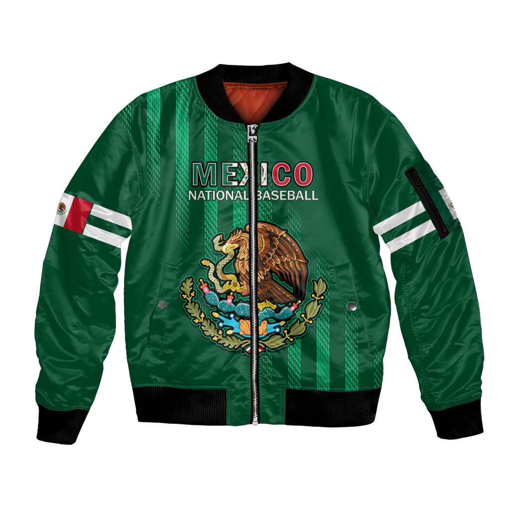 Mexico 2023 Baseball Mix Coat Of Arms Sleeve Zip Bomber Jacket - Wonder Print Shop
