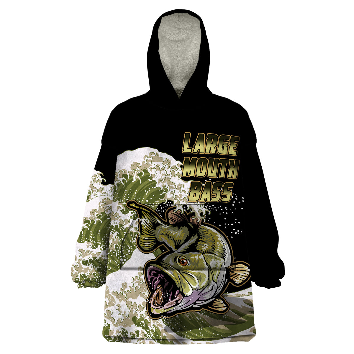 (Custom Personalised) Bass Fishing Gold Wearable Blanket Hoodie - Wonder Print Shop