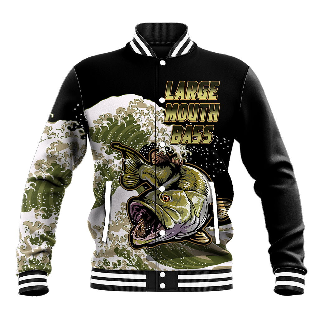 (Custom Personalised) Bass Fishing Gold Baseball Jacket LT9 - Wonder Print Shop