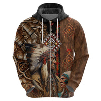 Native American Chiefs Headdress Warrior With Eagle Wolves Hoodie - Wonder Print Shop
