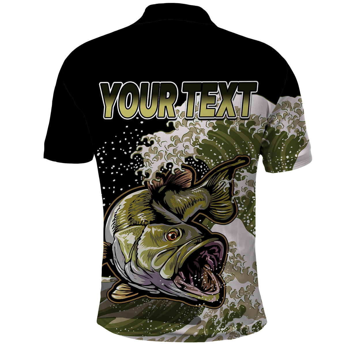 Custom Bass Fishing Gold Polo Shirt - Wonder Print Shop