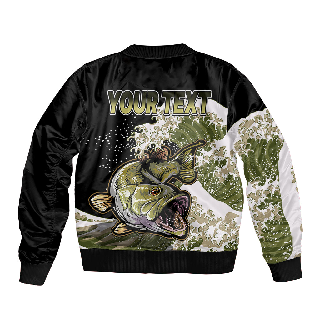 (Custom Personalised) Bass Fishing Gold Sleeve Zip Bomber Jacket - Wonder Print Shop