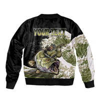 (Custom Personalised) Bass Fishing Gold Sleeve Zip Bomber Jacket - Wonder Print Shop