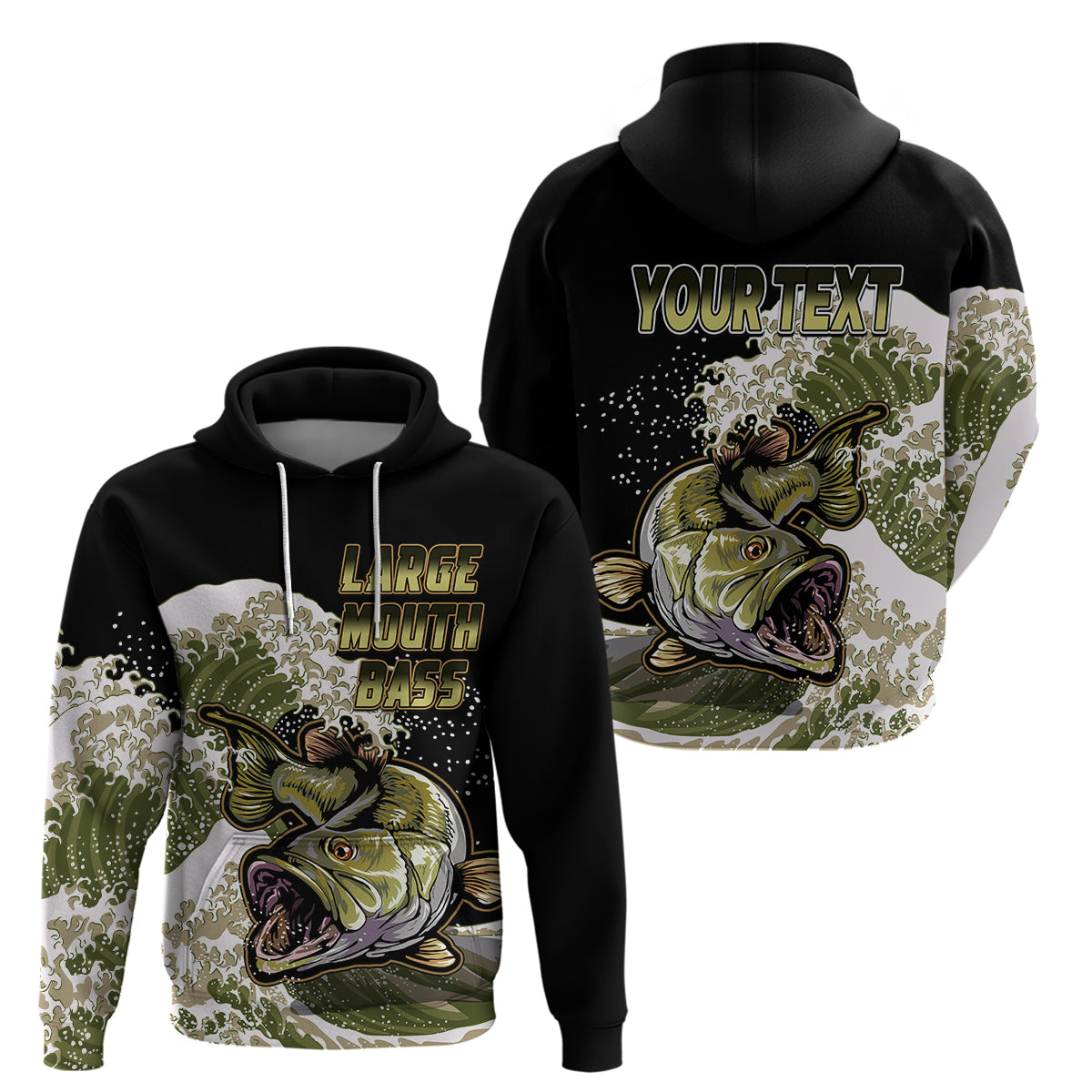 Custom Bass Fishing Hoodie Gold - Wonder Print Shop
