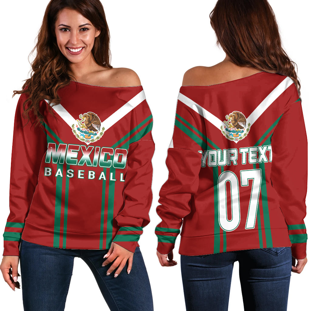 Mexico Baseball 2023 Sporty Style With Emblem Off Shoulder Sweater - Wonder Print Shop