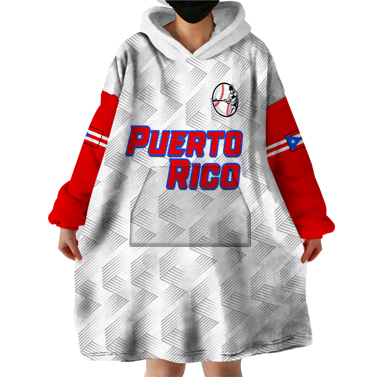 (Custom Text And Number) Puerto Rico 2023 Baseball Dynamic Wearable Blanket Hoodie - Wonder Print Shop