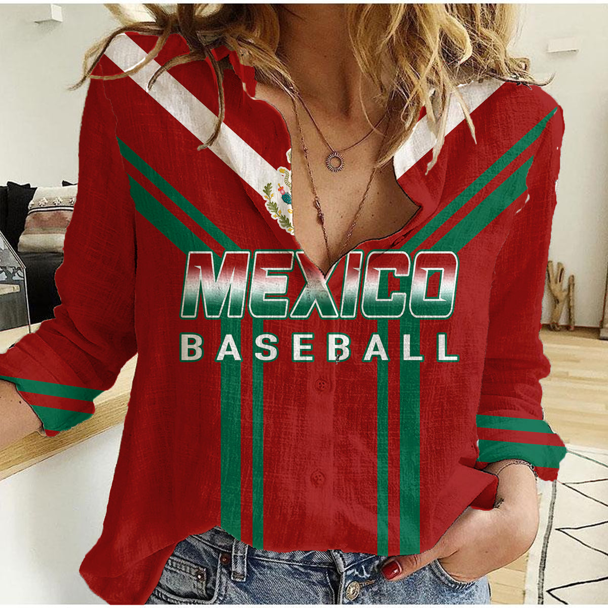 Mexico Baseball 2023 Sporty Style With Emblem Women Casual Shirt - Wonder Print Shop
