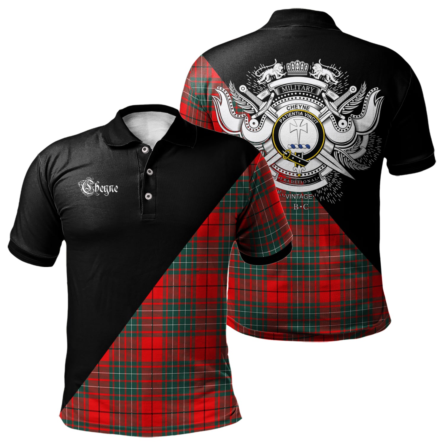 scottish-cheyne-clan-crest-military-logo-tartan-polo-shirt