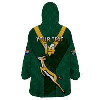 (Custom Text And Number) South Africa Rugby Go Blitzboks Sevens Wearable Blanket Hoodie - Wonder Print Shop