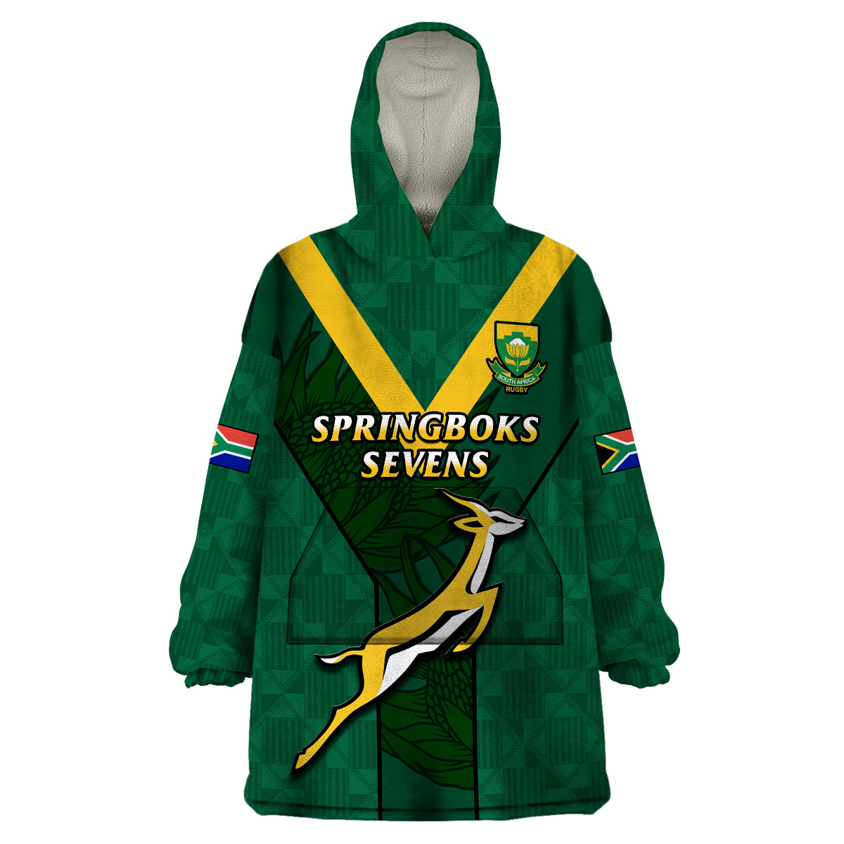 (Custom Text And Number) South Africa Rugby Go Blitzboks Sevens Wearable Blanket Hoodie - Wonder Print Shop