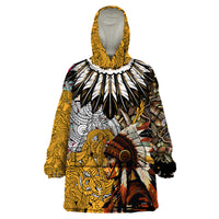 Native American Feather Hand Drawn Pattern Wearable Blanket Hoodie - Wonder Print Shop