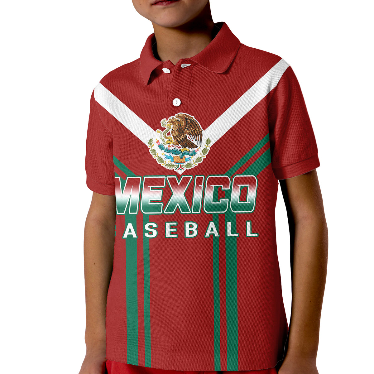 Mexico Baseball 2023 Sporty Style With Emblem Polo Shirt for Kid - Wonder Print Shop