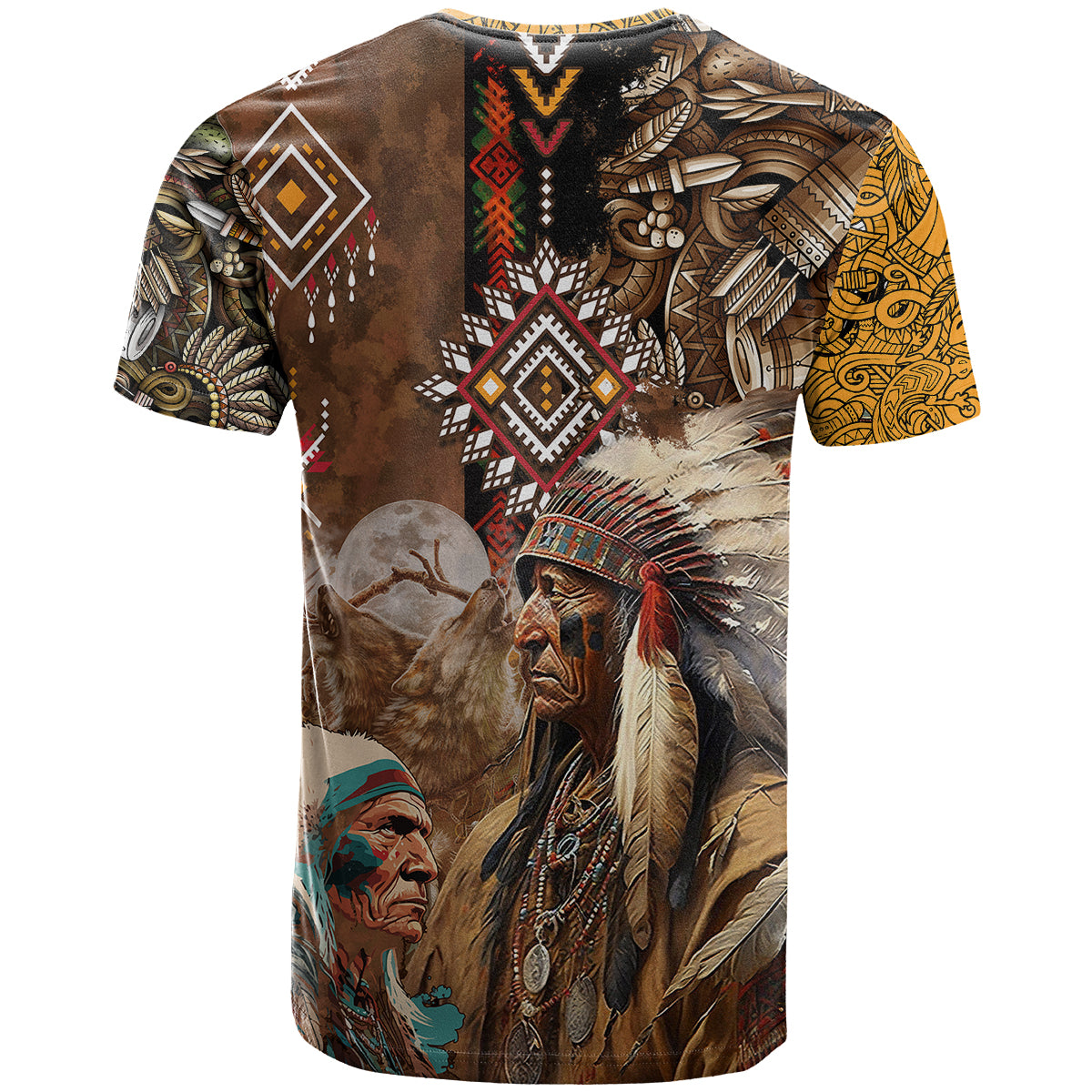 Native American Feather Hand Drawn Pattern T Shirt - Wonder Print Shop