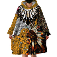 Native American Feather Hand Drawn Pattern Wearable Blanket Hoodie - Wonder Print Shop