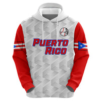 Baseball pullover hoodie with hood, Puerto Rico chest design, red side stripes, flag patch