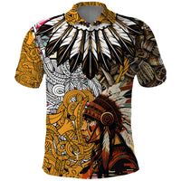 Native American Feather Hand Drawn Pattern Polo Shirt - Wonder Print Shop
