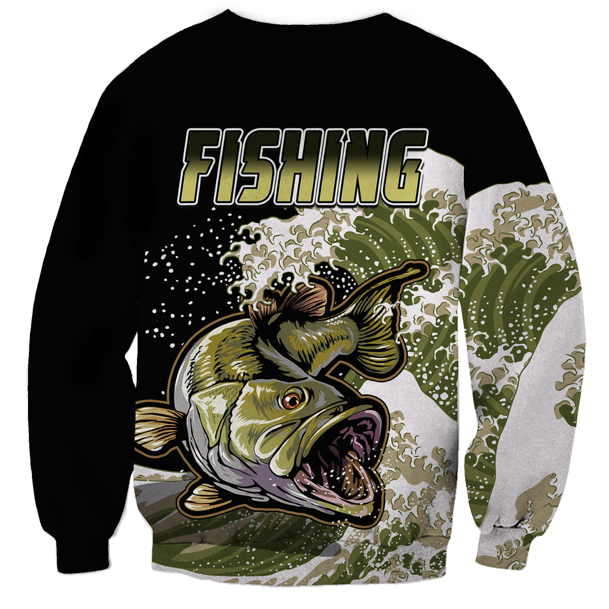 Largemouth Bass Fishing Gold Sweatshirt - Wonder Print Shop