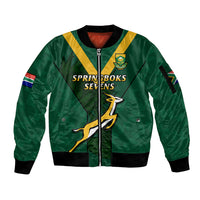 (Custom Text And Number) South Africa Rugby Go Blitzboks Sevens Sleeve Zip Bomber Jacket - Wonder Print Shop
