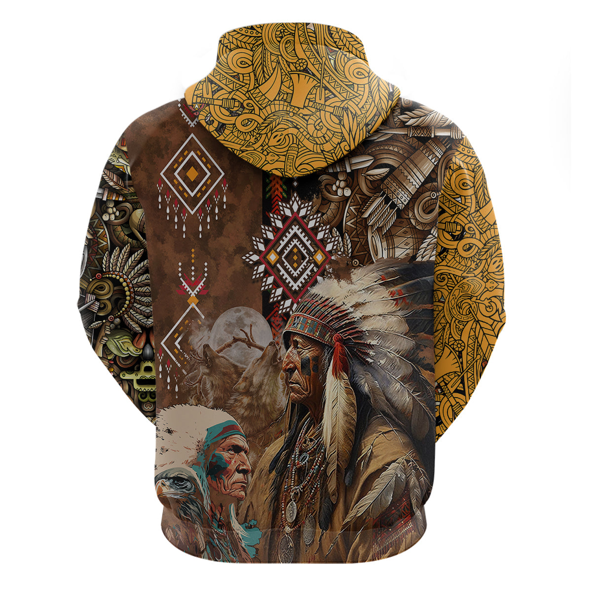 Native American Feather Hand Drawn Pattern Hoodie - Wonder Print Shop