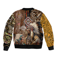 Native American Feather Hand Drawn Pattern Bomber Jacket - Wonder Print Shop