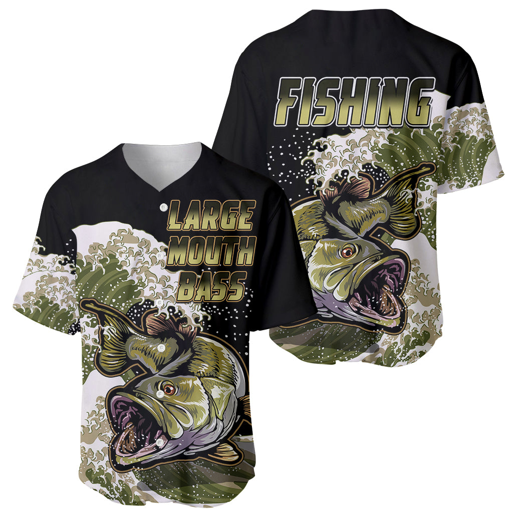Largemouth Bass Fishing Gold Baseball Jersey LT9 - Wonder Print Shop