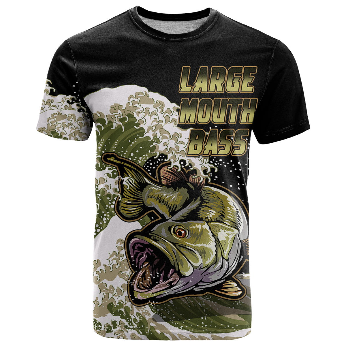 Largemouth Bass Fishing Gold T Shirt - Wonder Print Shop