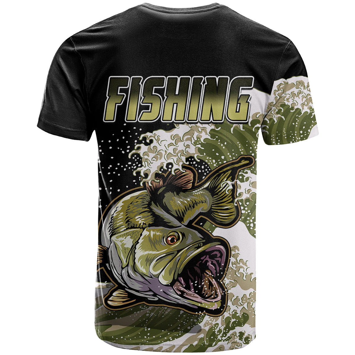 Largemouth Bass Fishing Gold T Shirt - Wonder Print Shop