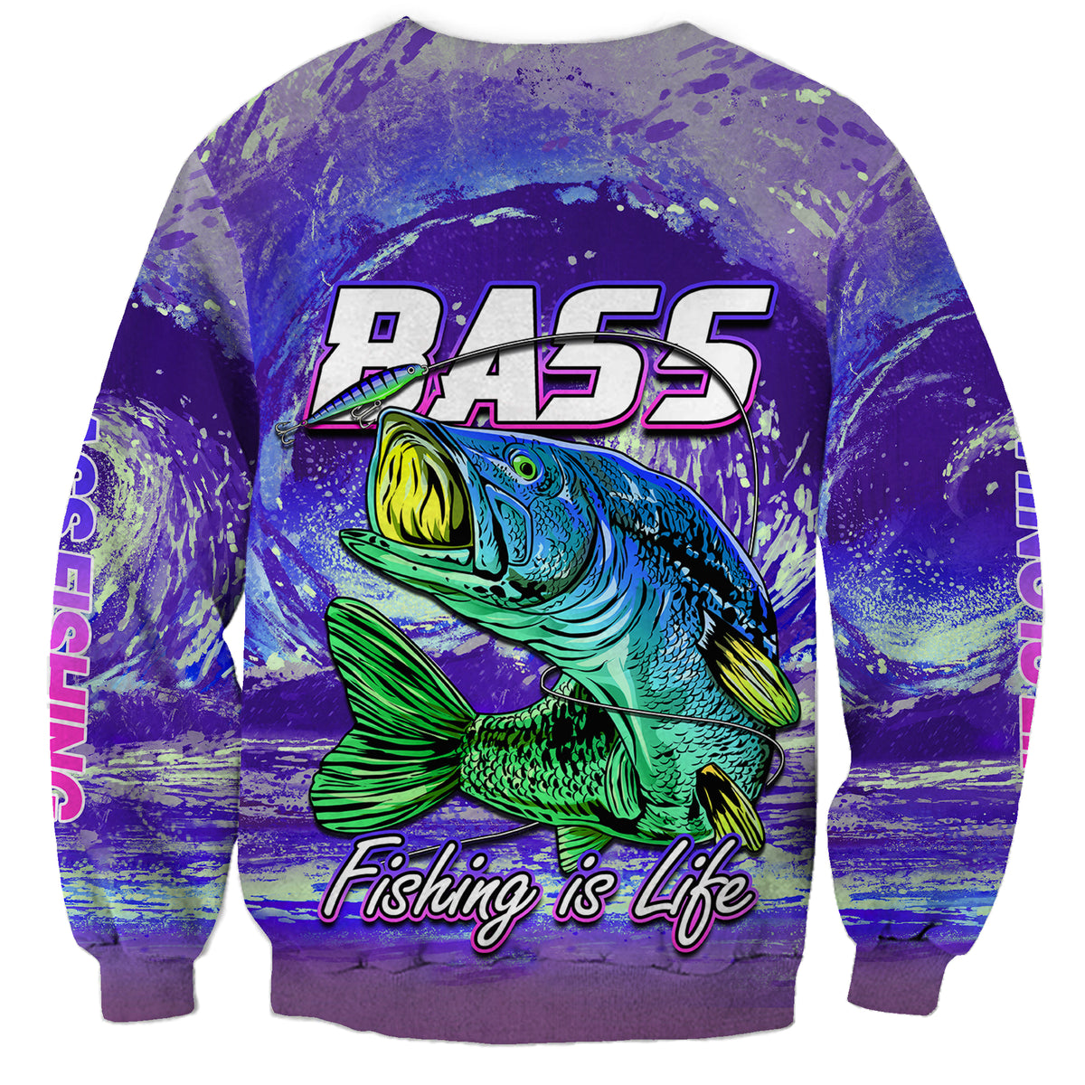 Bass Fishing is Life Hook Sport Largemouth Purple Sweatshirt - Wonder Print Shop