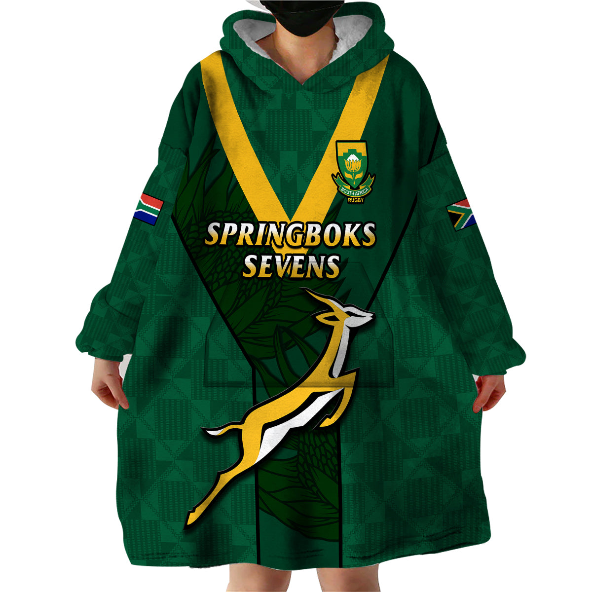 South Africa Rugby Go Blitzboks Sevens Wearable Blanket Hoodie - Wonder Print Shop