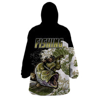 Largemouth Bass Fishing Gold Wearable Blanket Hoodie - Wonder Print Shop