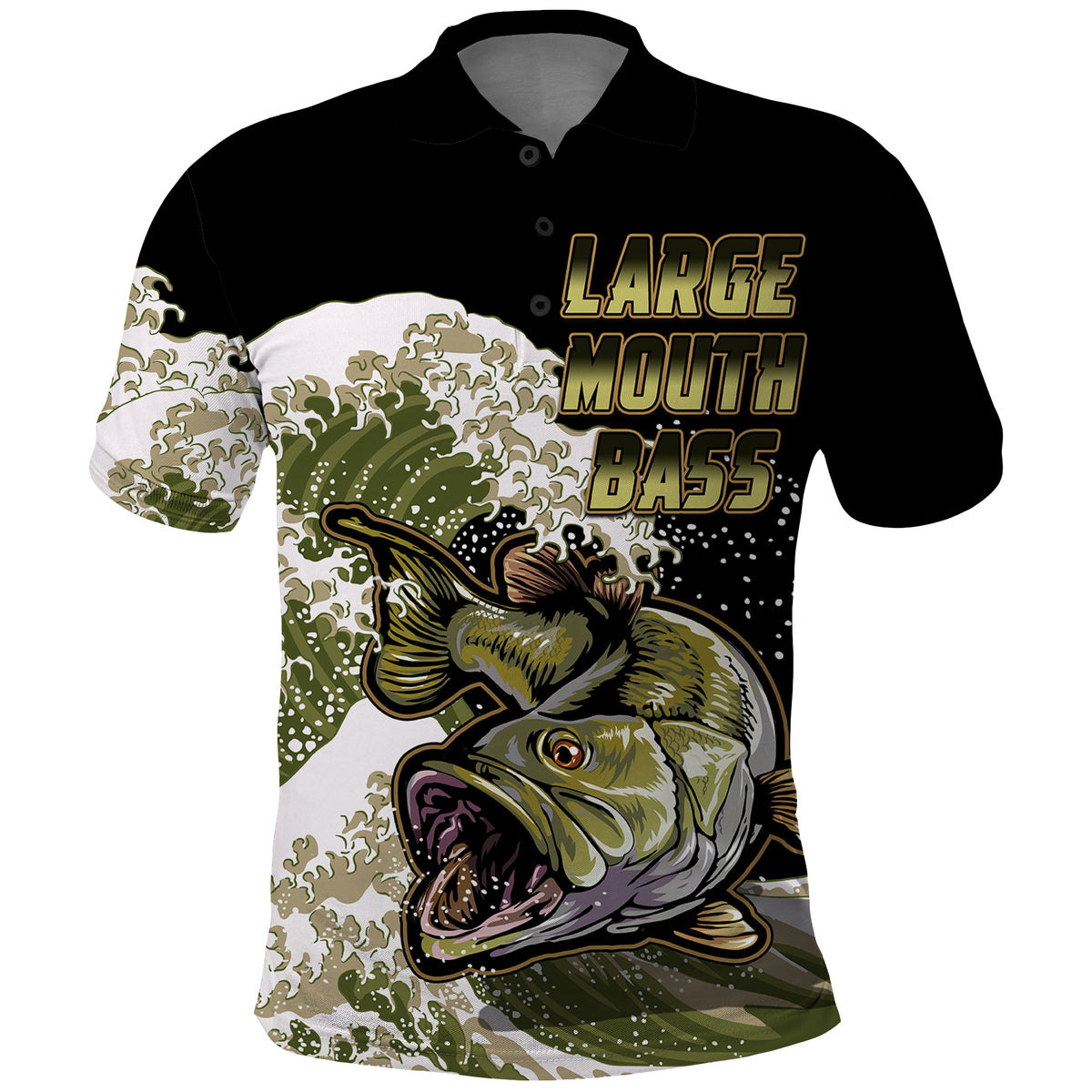 Largemouth Bass Fishing Polo Shirt Gold - Wonder Print Shop