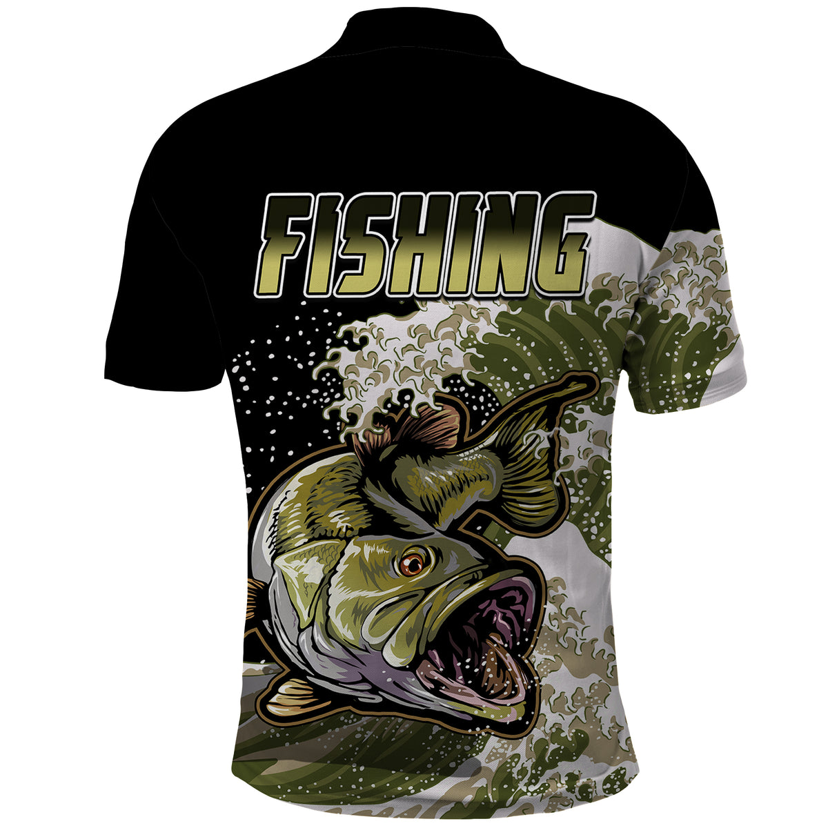 Largemouth Bass Fishing Polo Shirt Gold - Wonder Print Shop